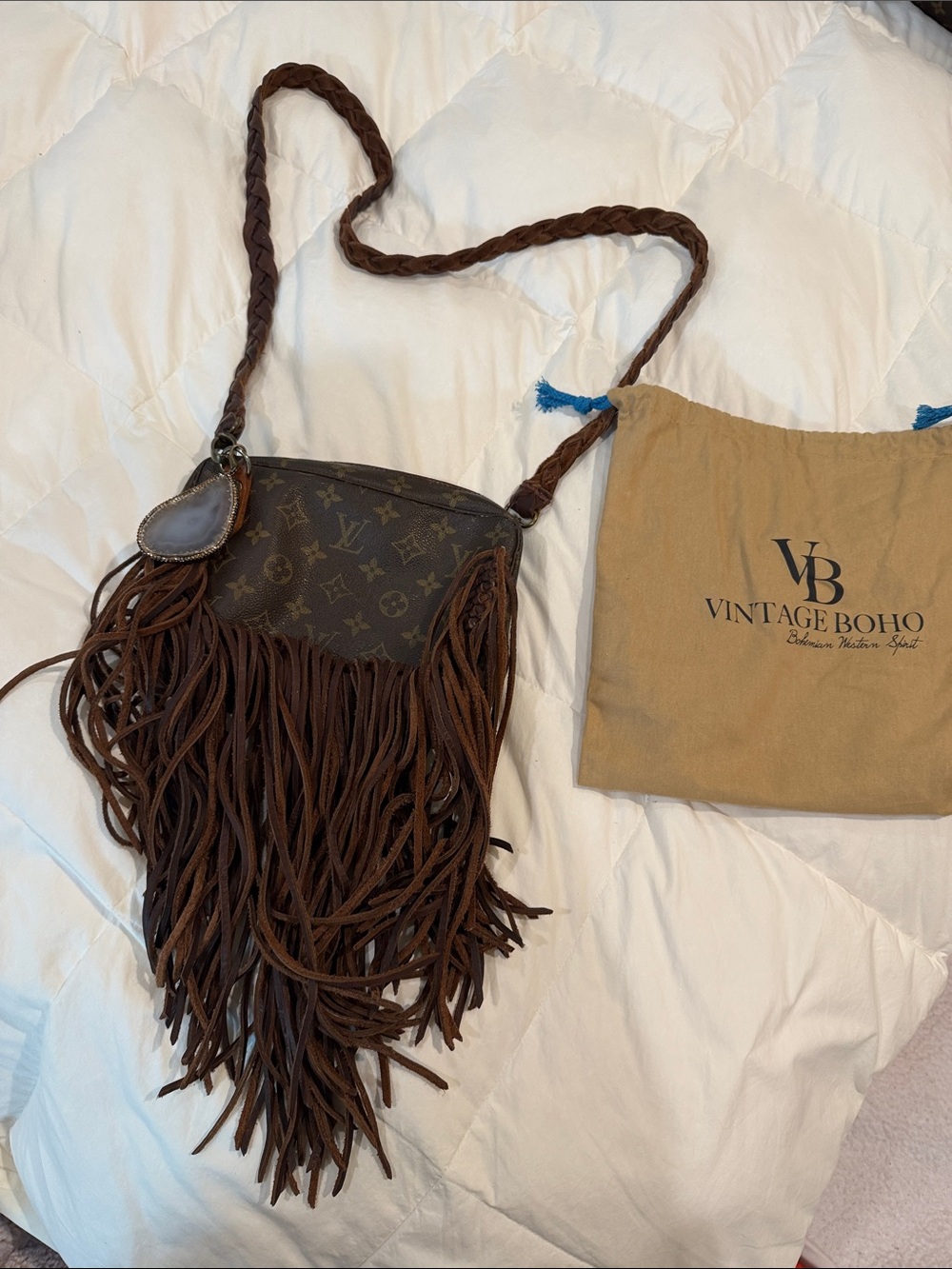 Louis Vuitton Brown Monogram Fringe Crossbody with Braided Strap